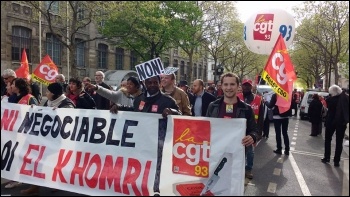 French workers demonstrating against the proposed new labour law photo Naomi Byron