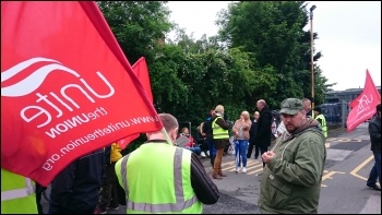 Striking bus drivers in Leeds photo Iain Dalton
