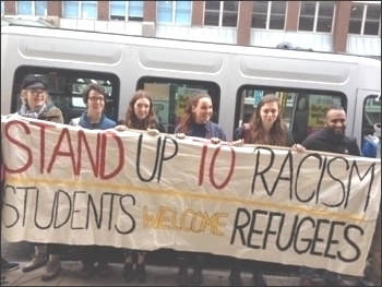 Manchester contingent, getting ready to leave; Convoy to Calais, 18.6.16, photo by Bridget Taylor