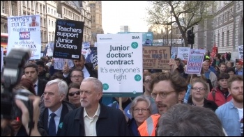 Corbyn, under attack after Brexit result, supporting the junior doctors and teachers