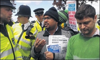 Socialist Party members protesting against the EDL in Waltham Forest in 2015 photo Sarah Wrack, photo Sarah Wrack