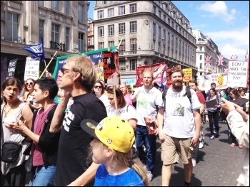 NUT march in London, 5.7.16, photo by Judy Beishon