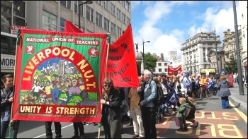 Liverpool NUT march, 5.7.16, photo Hugh Caffrey