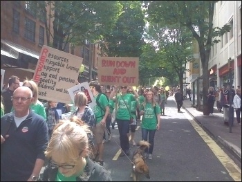 Marching in Bristol, NUT strike 5.7.16, photo by Mike Luff