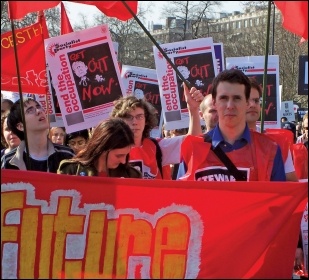 Socialist Party members marching against the occupation of Iraq, photo Alison Hill