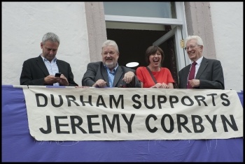 Jeremy Corbyn at Durham Miners' Gala July 2016, photo Paul Mattsson