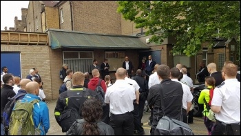 Prison officers 'meeting' at Wormwood  Scrubs, west London photo Rob Williams