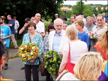 Jeremy Corbyn with Frances O'Grady, Tolpuddle, July 2016, photo by Matt Carey