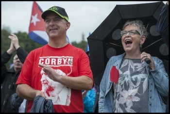 Sean Hoyle (left) supporting Corbyn at the Durham Miners' Gala 2016 photo Paul Mattsson, photo Paul Mattsson