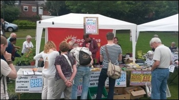 Socialist Party stall at Sharrow festival, Sheffield photo Jeremy Short