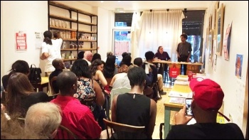 Hugo Pierre speaking, Hackney BLM meeting 27.7.16, photo by Paul Callanan