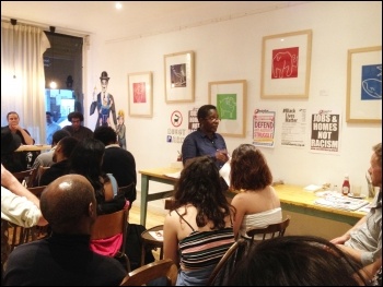 April Ashley (standing) Socailist Party  and member of Unison NEC, contributing from the floor, photo by J. Beishon