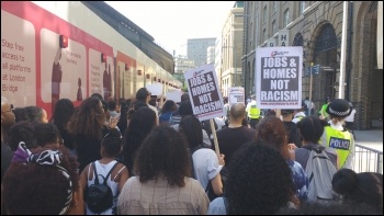 South London #BlackLivesMatter marching near City Hall, 6.8.14, photo James Ivens