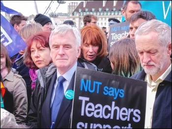 Jeremy Corbyn and John McDonnell marching with teachers and junior doctors, 2016, photo Garry Knight (Creative Commons)