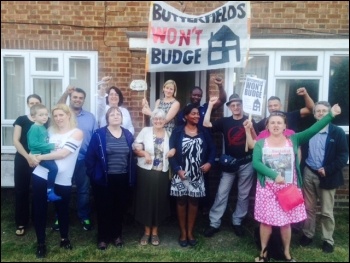 'They shall not pass!' Butterfields campaigners, photo Waltham Forest Trades Council, photo Waltham Forest Trades Council