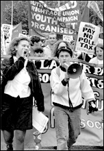 Militant supporters march against the poll tax, photo by Steve Gardner