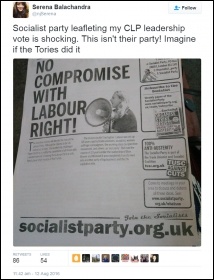 Owen Smith supporter Serena Balachandra complains about Socialists showing support for Jeremy Corbyn outside a Labour meeting