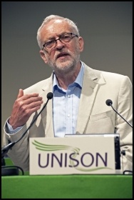 Jeremy Corbyn at 2016 Unison conference photo Paul Mattsson