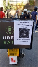 End low pay! UberEats workers protest over their abysmal wage rates photo Scott Jones