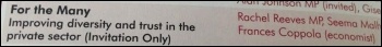 'For the Many' - invitation only? All irony is apparently lost on the Fabians
