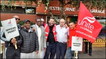 Picket line at Westbourne Park, photo by Chris Newby
