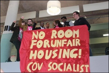 Coventry Socialist Students protesting against sky-high housing costs, photo by Coventry Socialist Students Coventry Socialist Students protesting against sky-high housing costs, photo by Coventry Socialist Students