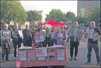 Socialist Party members on the Birmingham rally for Corbyn, 19.9.16, photo by Corinthia Ward