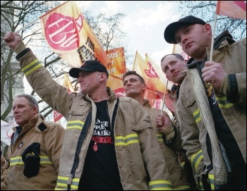 Firefighters striking in 2013, photo by Paul Mattsson