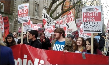 Socialist Students marching for free education, photo by Sarah Wrack