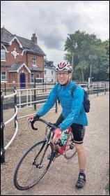 Chris Newby on the sponsored bike ride, photo by Naomi Byron Chris Newby on the sponsored bike ride, photo by Naomi Byron