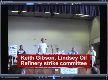 Keith Gibson, LOR strike commtittee speaks to the National Shop Stewards Network conference 2009, photo by Socialist Party