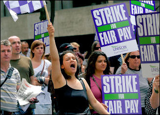 Unison Local Government strike 16-17 July 2009 in London, photo Paul Mattsson