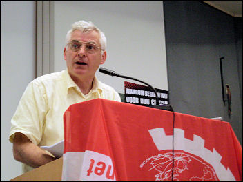 Joe Higgins MEP, Socialist Party Ireland, speaking at the European CWI school, photo Bob Severn