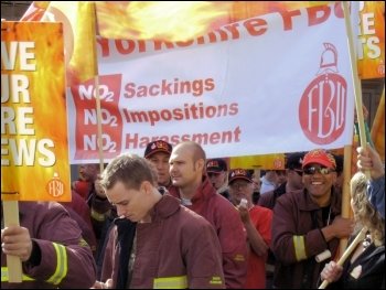 South Yorkshire Fire Brigades Union FBU demonstration, photo Yorkshire Socialist Party