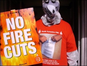 South Yorkshire firefighters demonstrate against cuts, photo A. Tice