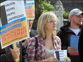 Youth Fight for Jobs campaigning outside parlilament, photo by youthfightforjobs.com