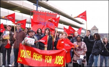 Huddersfield Youth Fight for Jobs march, photo Huddersfield YFFJ