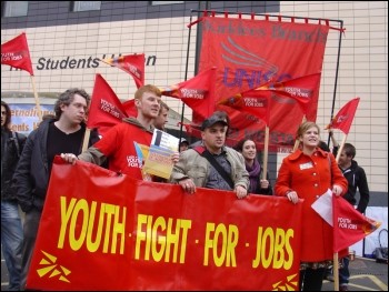 Huddersfield Youth Fight for Jobs march, photo Huddersfield YFFJ