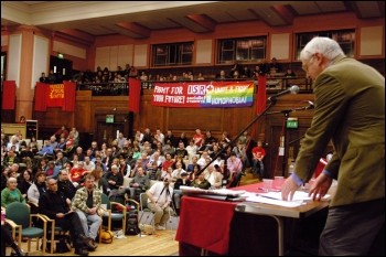 Joe Higgins, Irish Socialist Party MEP addresses Socialism 2009, photo Rob Emery