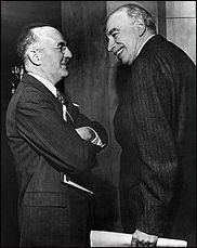 John Maynard Keynes (on right) at the Bretton Woods conference