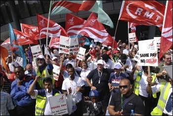 Bus workers protest in July 2008, photo Paul Mattsson