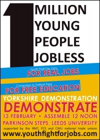 Leeds Youth Fight for Jobs demonstration leaflet