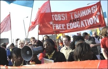 Youth Fight for Jobs demo 2 April 2009 called for free education as a right, photo Paul Mattsson