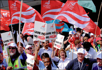 Unite and RMT trade unions protest over pay Unite and RMT trade unions protest over pay