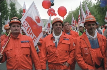 German trade unionists marching against EU austerity in Brussels. Socialist internationalism means solidarity with workers and their organisations, not the bosses and their, photo Paul Mattsson