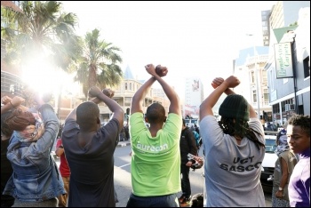 South African university students protesting against tuition fees, photo by Myolisi (Creative Commons)