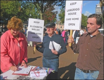 Socialist Party members out campaigning against care home closures, photo by Carlisle Socialist Party