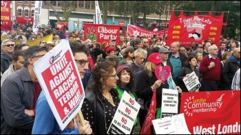 Socialist Party members joined the march commemorating the 80th anniversary of Cable Street, 9.10.16, photo Socialist Party