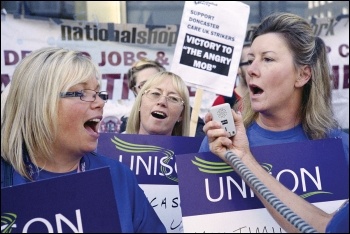 Privatised NHS workers employed by Care UK in Doncaster striking against cuts, photo by Paul Mattsson