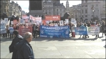 Hands Off HRI and other groups protesting in London, 10.10.16
